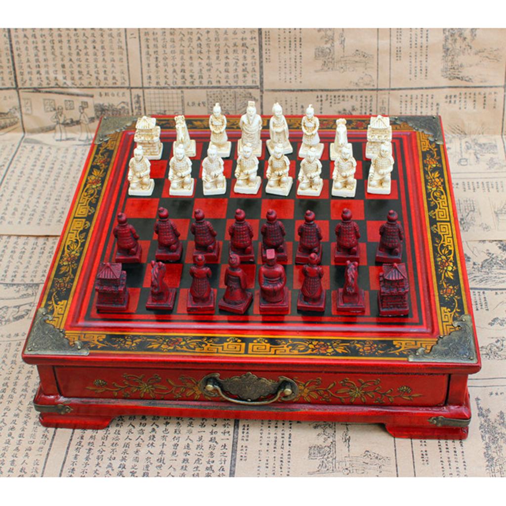 Vintage Collectible Board Games - Chinese Chess Set Resin Antique Board