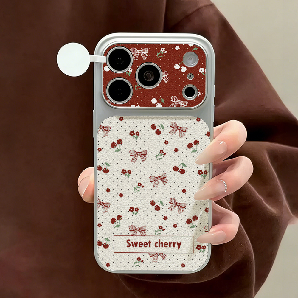 Sweet Cherry Bow Leather Phone - Camera Leather Case recension och pris