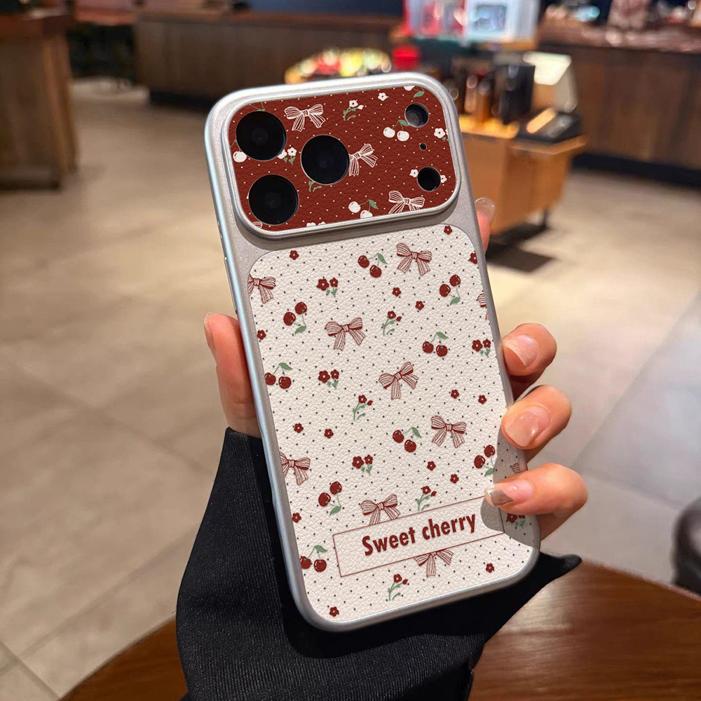 Sweet Cherry Bow Leather Phone - Camera Leather Case recension och pris