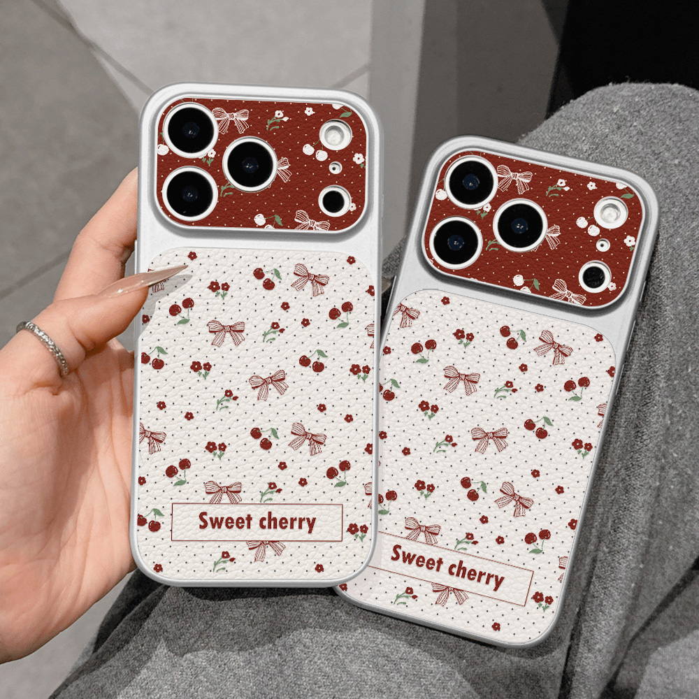 Sweet Cherry Bow Leather Phone - Camera Leather Case recension och pris