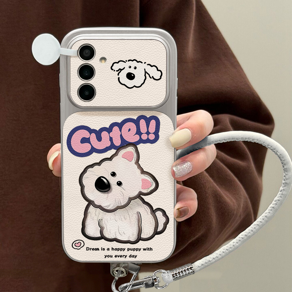 Cute Cartoon Dog Lanyard Phone - Camera Leather Case recension och pris
