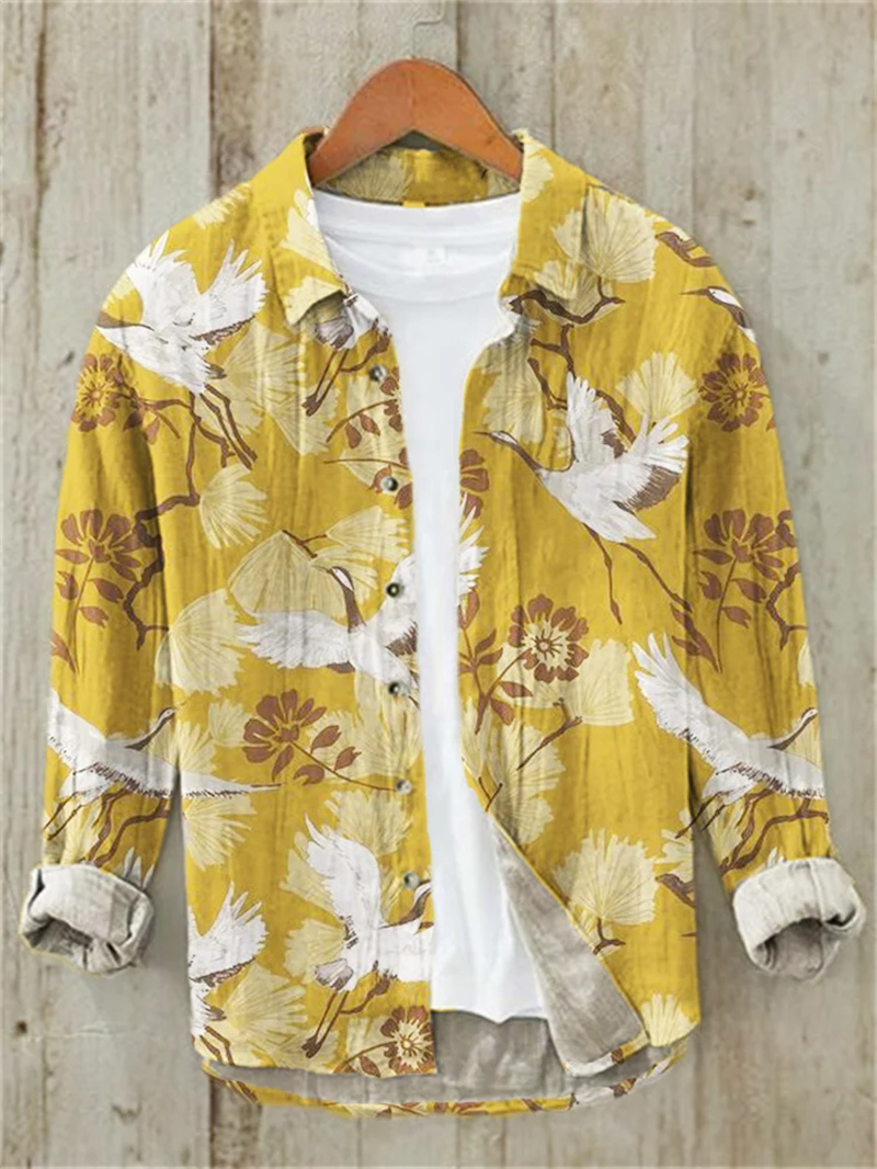 Men's Fish Printed Linen Long  - Vintage Collectible Shop recension och pris