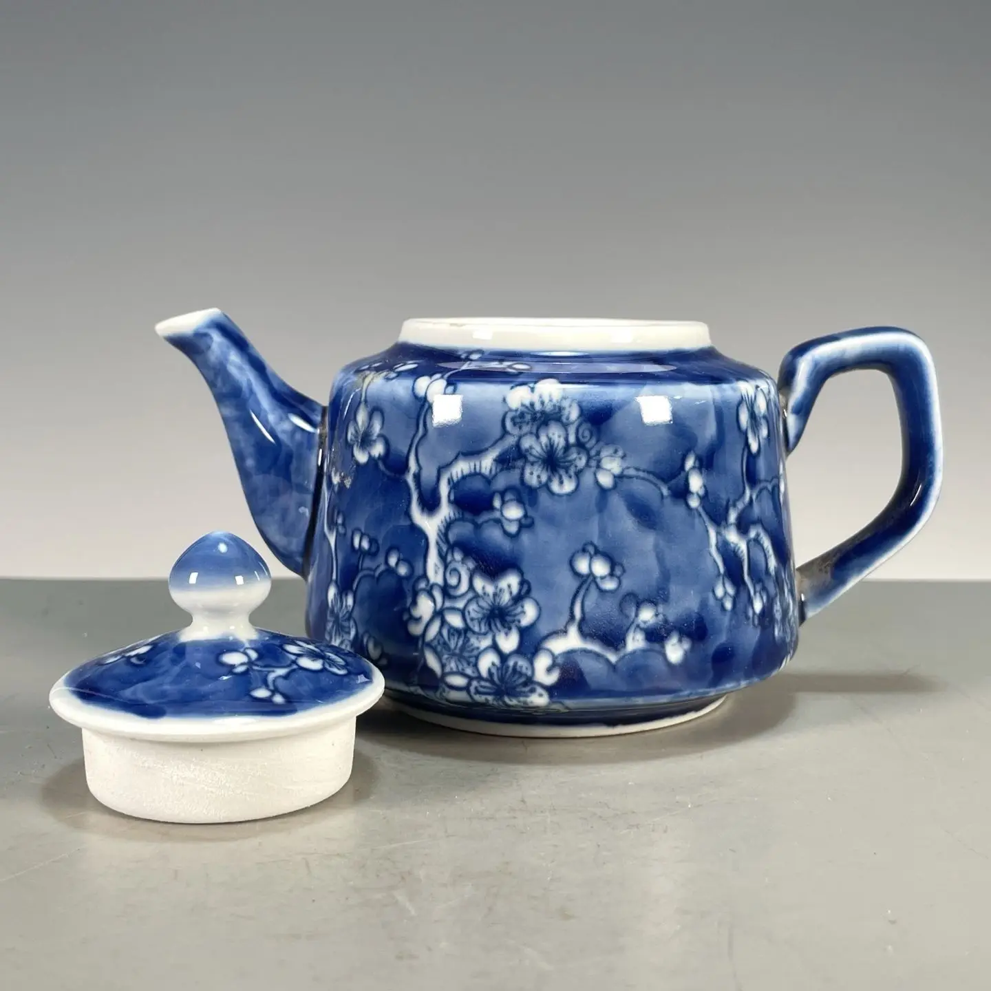 Hand Painted Blue White Flat P - Vintage Collectible Pottery recension och pris